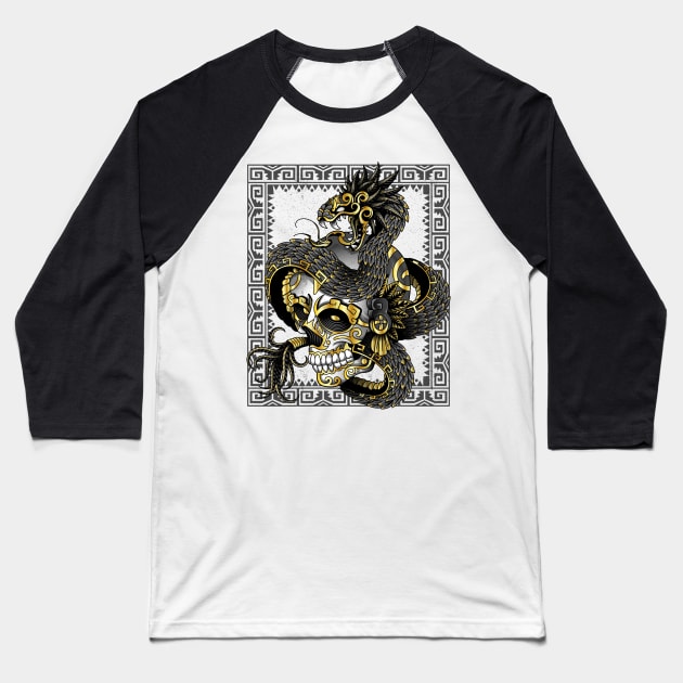 mayan quetzalcoatl Baseball T-Shirt by PaperHead